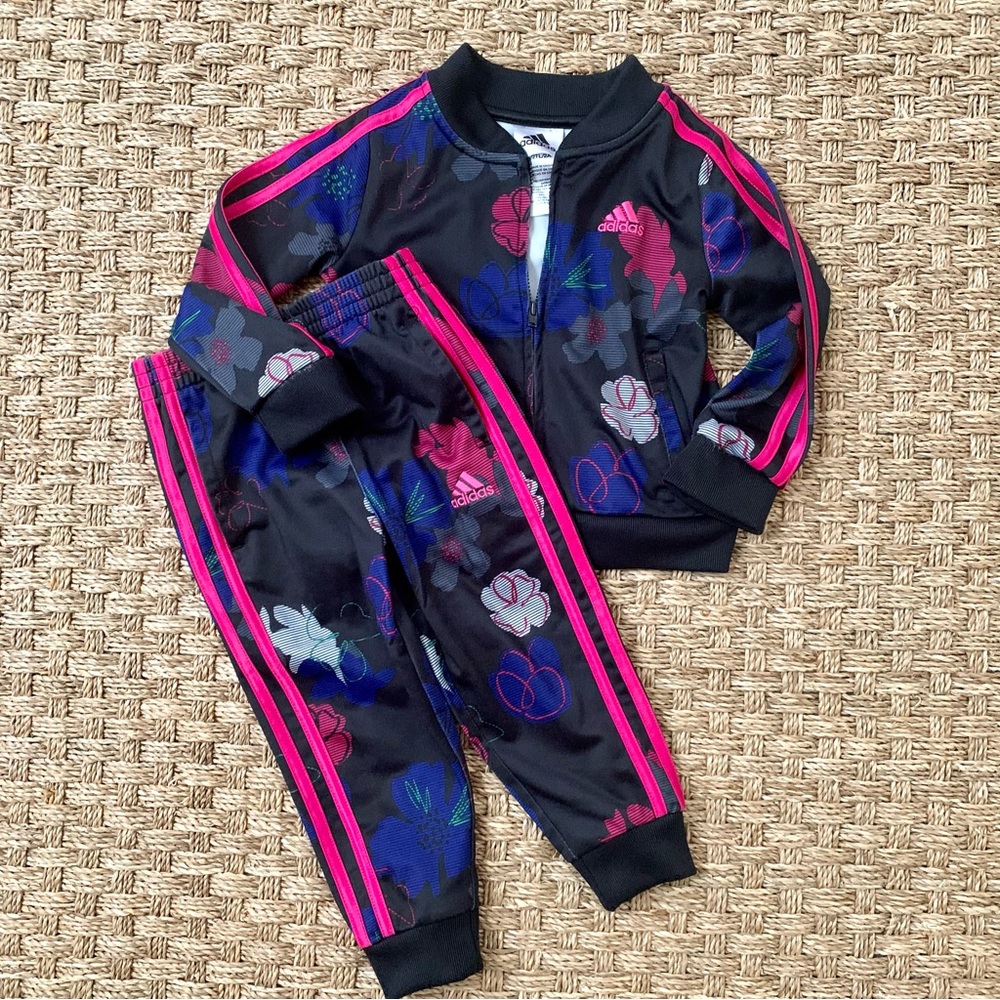 Adidas Floral Tracksuit/Sweatsuit 2T